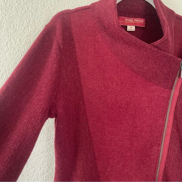 Beyond Threads Chopper Alpaca Moto Zip Cardigan Sweater size M - Picture 8 of 11